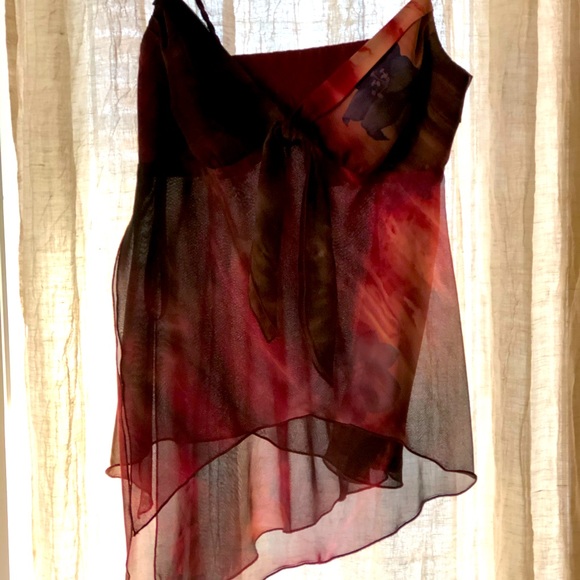 Joseph Ribkoff burgundy print camisole. Elegant and fluid. - Picture 12 of 12